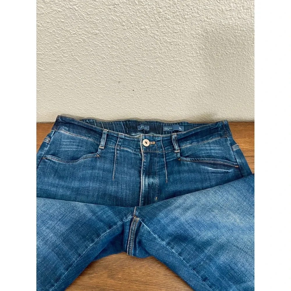 J. Jill Denim Women High Rise Wide Leg Jeans Dark Wash Size 16R Blue Stretch EUC